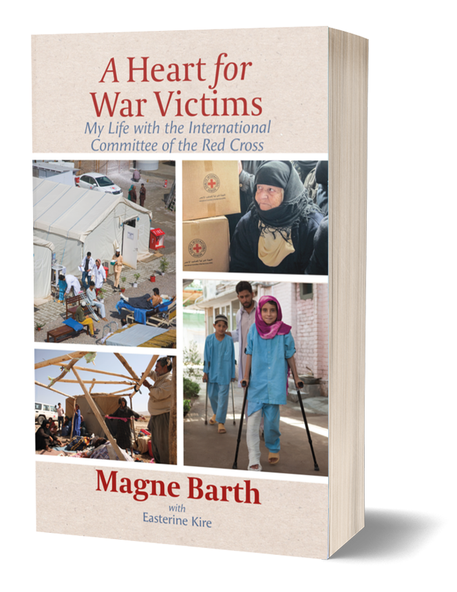 3D mock-up of the front cover of "A Heart for War Victims" by Magne Barth